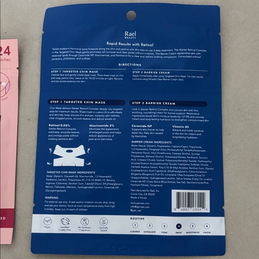 New RAEL K-Beauty bundle: Retinol Chin Mask, Patches & Exfoliating Cleanser